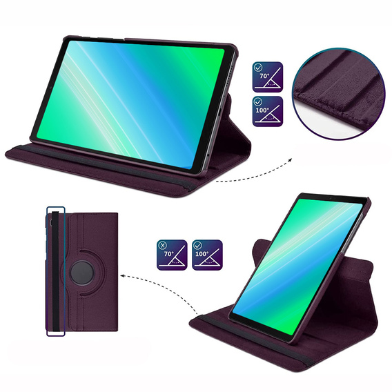 Husă pentru Samsung Galaxy Tab A7 Lite 8.7 T220 / T225 TB330FU 10.95", rotativă 360, violet