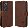 Cu clapetă pentru Oppo Reno 12 Pro, Card Slot, maro