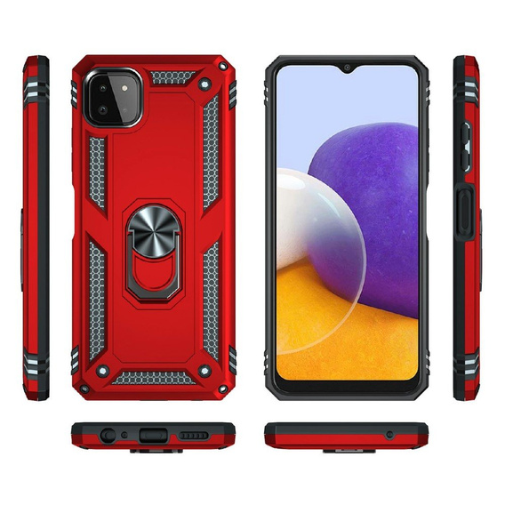 Husă blindată pentru Samsung Galaxy A22 5G, Nox Case Ring, roșu