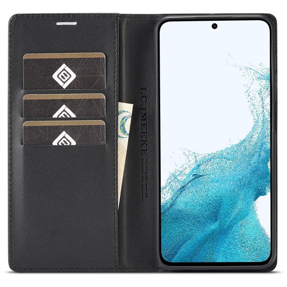 Carcasă cu clapetă pentru Samsung Galaxy S25, Carbon LC.IMEEKE, negru