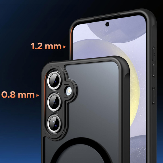 Husă pentru Samsung Galaxy S24, pentru MagSafe, ERBORD Matt Case, negru + sticlă pentru ecran