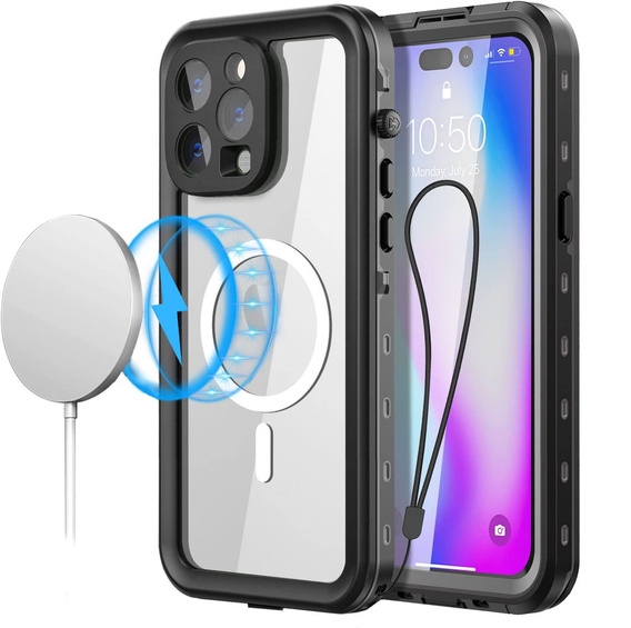 Husă impermeabilă pentru iPhone 14 Pro, Redpepper, pentru MagSafe, negru