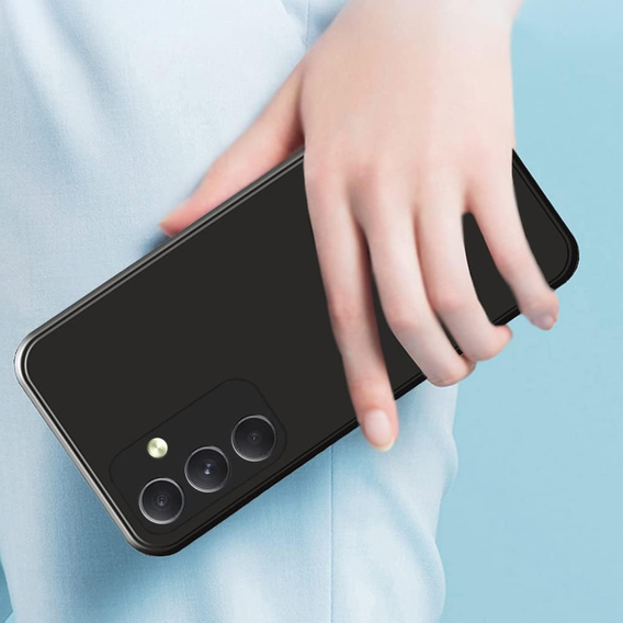Carcasa pentru Samsung Galaxy A15, Silicone Lite, negru + sticlă 9H
