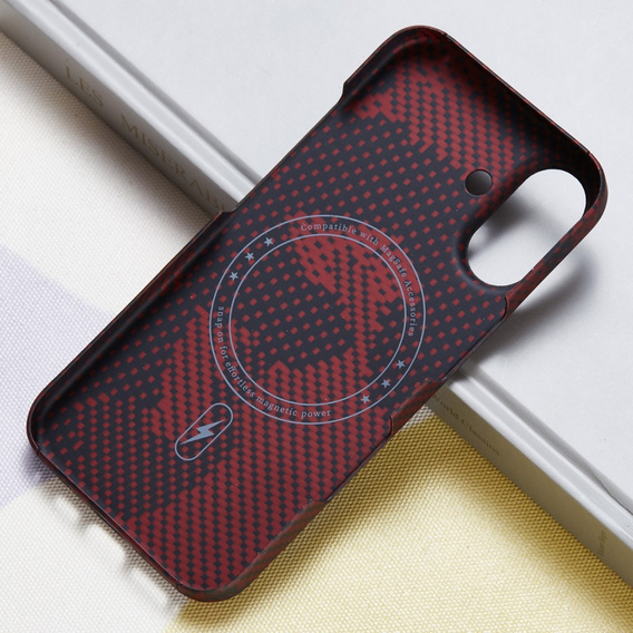 Carcasă pentru iPhone 16, Aramid Fiber MagSafe, roșu