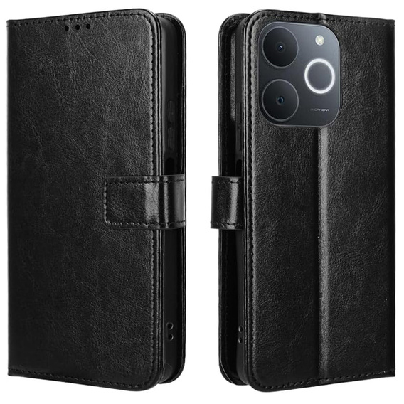 Cu clapetă pentru Realme Note 70T 4G, Crazy Horse Wallet, negru