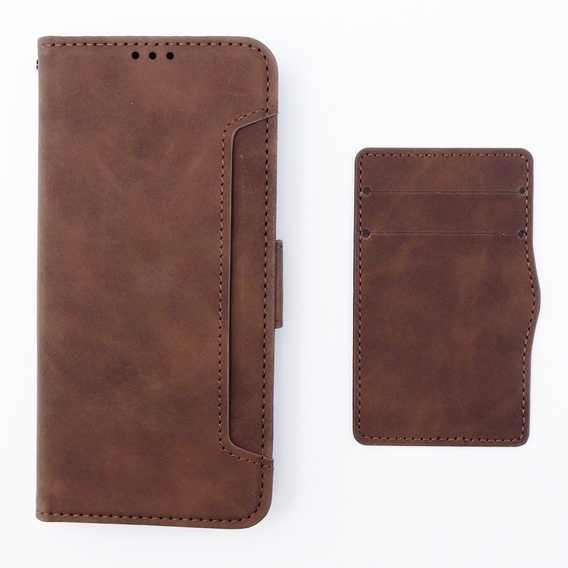 Cu clapetă pentru Motorola Moto G54 5G, Card Slot, maro