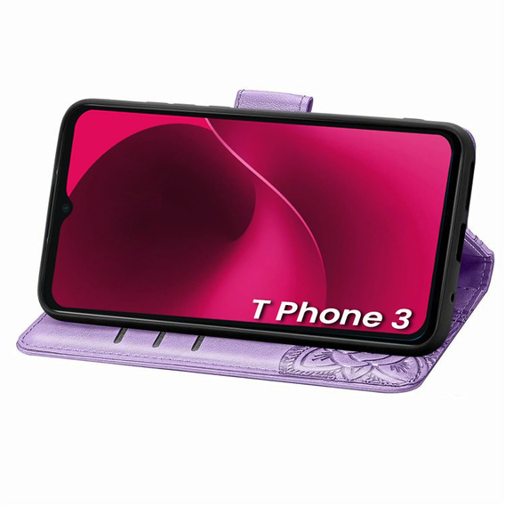 Cu clapetă pentru T Phone 3 5G, Butterfly, violet
