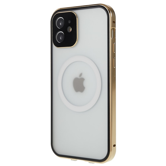 Carcasa Magnetic Dual Glass MagSafe pentru iPhone 12, de aur
