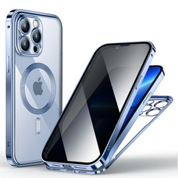 Husă pentru iPhone 13 Pro, Privacy Dual Glass, pentru MagSafe, albastru