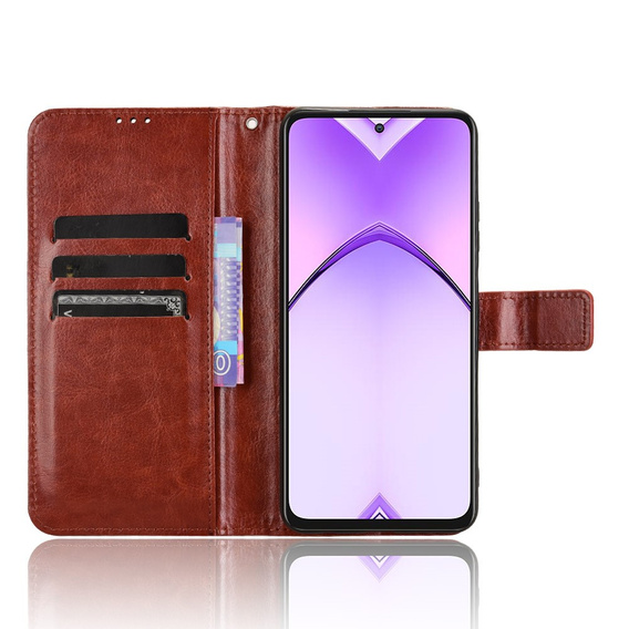 Cu clapetă pentru Oppo A80, Crazy Horse Wallet, maro