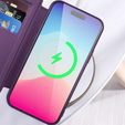 Cu clapetă pentru iPhone 15 Pro, RFID Wallet MagSafe CamShield, violet