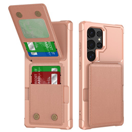 Husa pentru Samsung Galaxy S25 Ultra, Card Holder Kickstand, roz