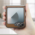 Husă pentru Samsung Galaxy Z Flip7 FE / Z Flip6, CASEME Litchi Leather, maro