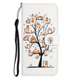 Cu clapetă pentru Motorola Moto G53 5G / G23 / G13, Wallet, Cat & Tree, alb