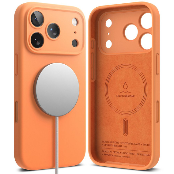 Carcasă Ringke pentru iPhone 17 Pro Max, Silicone Magnetic MagSafe, Tangerine