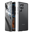 Husa pentru Samsung Galaxy S23 Ultra, Magnetic Dual Glass, de argint