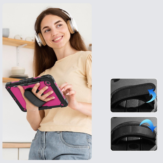 Husa blindată pentru Lenovo Tab M11, carcasă de protecție 360 cu slot pentru stylus, roz