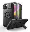 Husă blindată pentru iPhone 13 / iPhone 14, Dexnor CamProtect MagSafe, negru (Două rame)