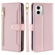 Cu clapetă pentru Motorola Moto G73 5G, Wallet Zipper Pocket, roz
