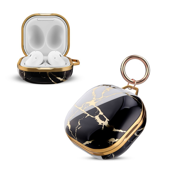 Husă pentru Samsung Galaxy Buds 2 / 2 Pro / Pro / Live, marmură neagră / albă