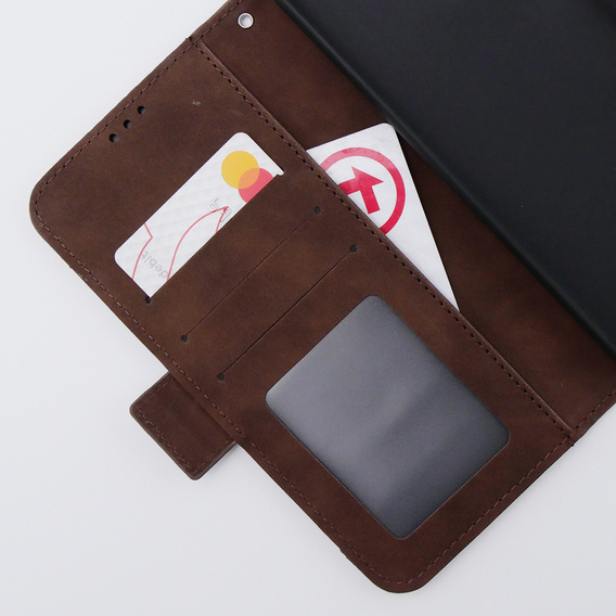 Cu clapetă pentru Motorola Moto G54 5G, Card Slot, maro