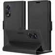 Husă pentru Oppo A60, ERBORD Glossy Litchi, portofel cu clapetă, negru
