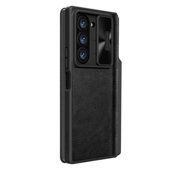 NILLKIN flip case NILLKIN pentru Samsung Galaxy Z Fold6 5G, CamShield Qin Pro, piele, negru