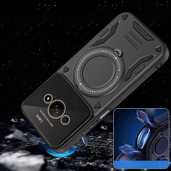 Husă blindată pentru Xiaomi Redmi A3, Magnetic Ring, negru