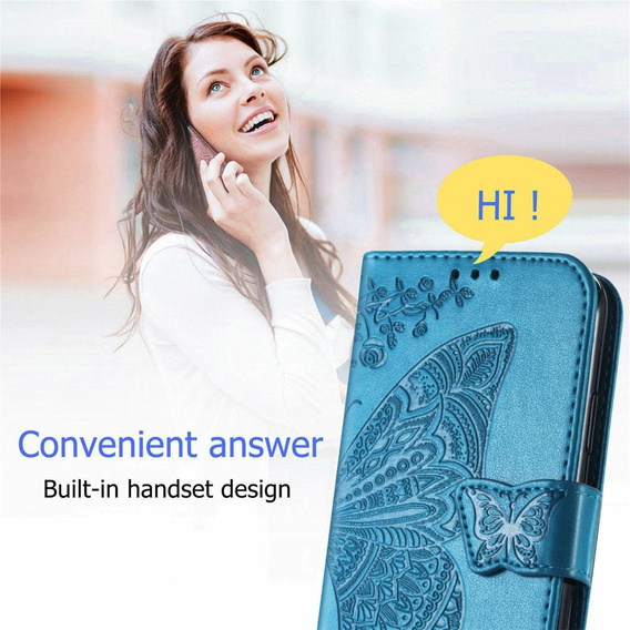 Cu clapetă pentru Motorola Moto G32, Butterfly, albastru