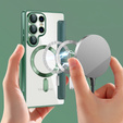 Cu clapetă pentru Samsung Galaxy S25 Ultra, RFID Wallet MagSafe CamShield, verde