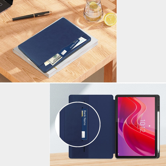 Husă pentru Lenovo Tab M11, Business Card and Pen Slot, albastru