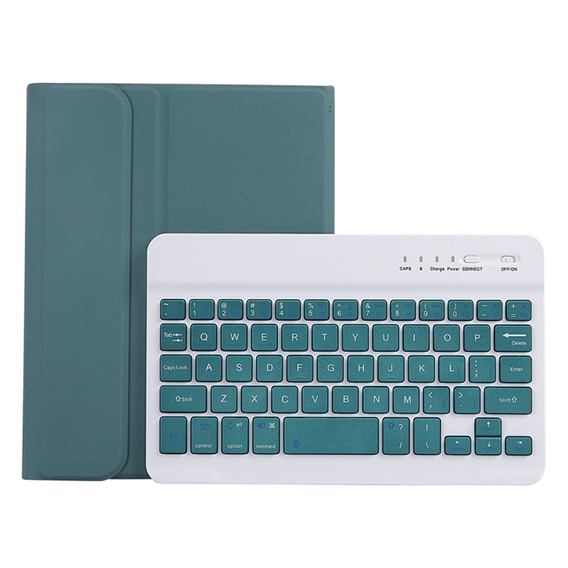 Carcasă + tastatură Samsung Galaxy Tab A9, Leather Pen Slot, verde închis