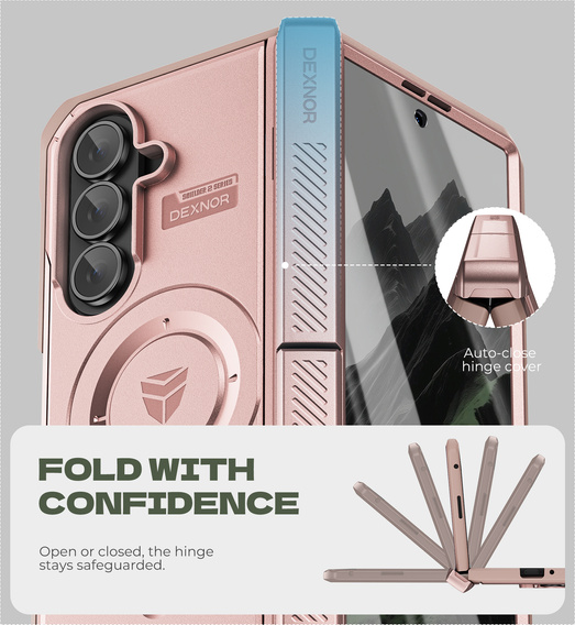 Husă magnetică blindată Dexnor cu două suporturi pentru Samsung Galaxy Z Fold7