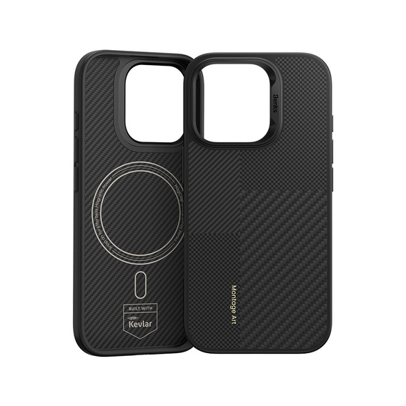 Carcasa BENKS Kevlar pentru iPhone 16 Pro, pentru MagSafe, Carbon Fiber, negru