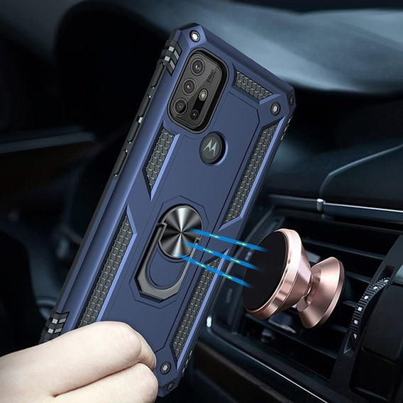 Husă blindată pentru Motorola Moto G10/G30, Nox Case Ring, albastru