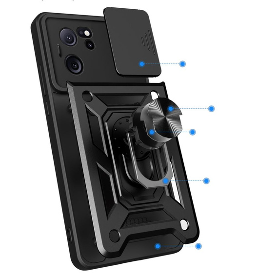 Husă blindată pentru Xiaomi 13T / 13T Pro, CamShield Slide, negru