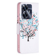 Cu clapetă pentru Realme C55, Wallet, colorful tree, alb