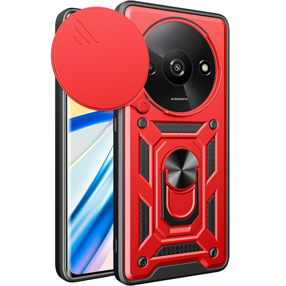 Husă blindată pentru Xiaomi Redmi A3, CamShield Slide, roșu