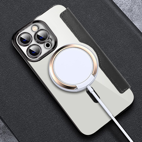 Cu clapetă pentru iPhone 12 Pro Max, RFID Wallet MagSafe CamShield, negru