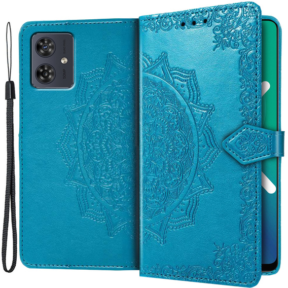Cu clapetă pentru Motorola Moto G54 5G, Mandala, albastru