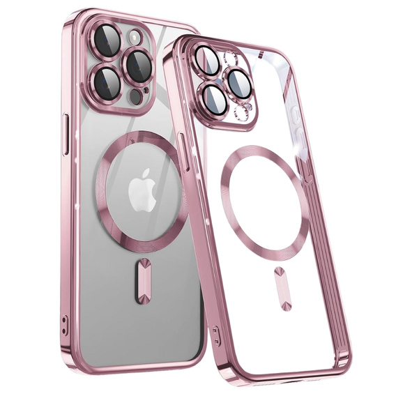 Husă pentru iPhone 15 Pro, Electro MagSafe, roz + Sticlă pentru ecran