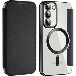 Cu clapetă pentru Samsung Galaxy S23, Wallet, MagSafe, negru