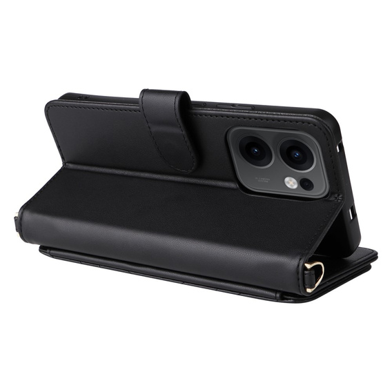Carcasă cu clapetă pentru Oppo Reno 13F 5G, Crossbody Leather Wallet, negru