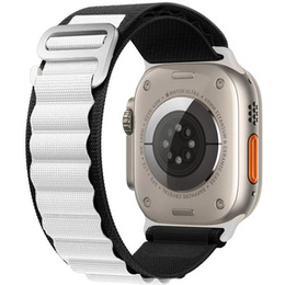Curea din nailon pentru Apple Watch 1/2/3/4/4/5/6/6/7/8/SE/ULTRA 42/44/45/49mm, negru / alb