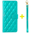 Husă cu clapetă pentru Samsung Galaxy A16, Rhombus Crossbody Leather, verde