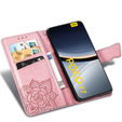 Cu clapetă pentru Xiaomi Poco F7, Butterfly, roz rose gold