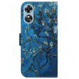 Cu clapetă pentru Oppo A17, Wallet flowers, albastru