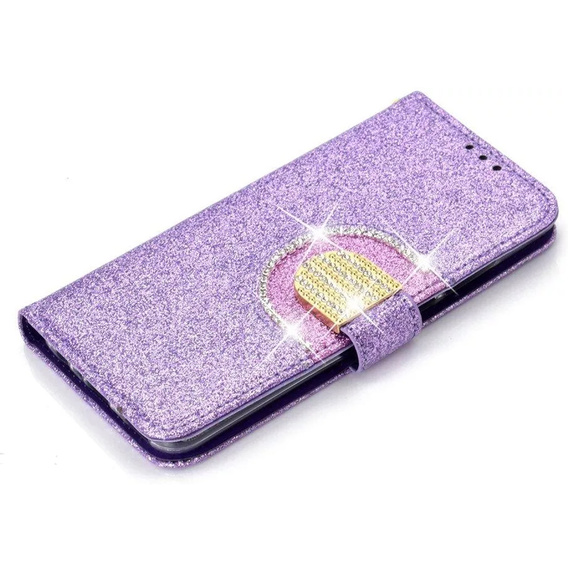 Cu clapetă pentru Huawei P Smart 2019 / Honor 10 Lite, Glitter Mirror Wallet, violet