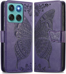 Cu clapetă pentru Motorola Edge 60 / 60 Fusion, Butterfly, violet