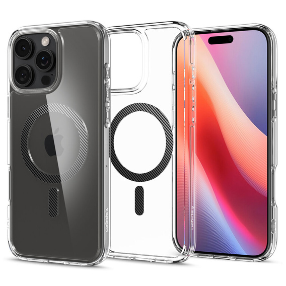 Carcasă MagSafe Spigen pentru iPhone 16 Pro Max, Ultra Hybrid, transparentă + 9H Tempered Glass